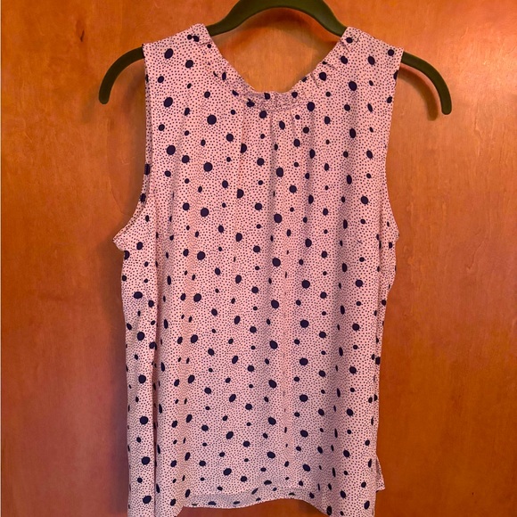 Talbots sleeveless blouse with ruffled neckline size M pink blue - Picture 1 of 4